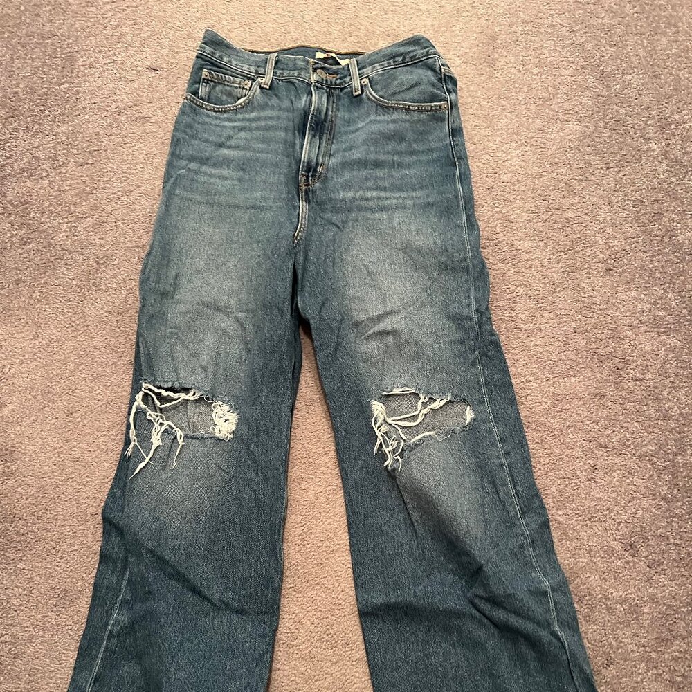 Levi's High Loose Distressed Denim Jeans